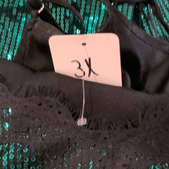 Sequin Green Spaghetti Strap Holiday Party Top Plus Size 3X NWT - Picture 5 of 5